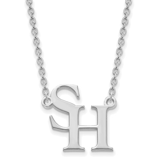 Sterling Silver Rhodium Plated Logoart Sam Houston State University Large Pendant 18 Inch Necklace