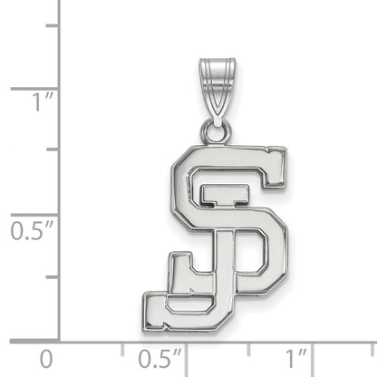 14K White Gold Logoart San Jose State University S J Large Pendant