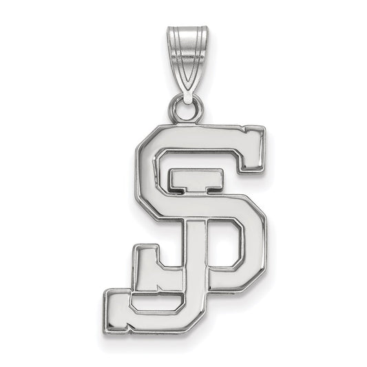 14K White Gold Logoart San Jose State University S J Large Pendant
