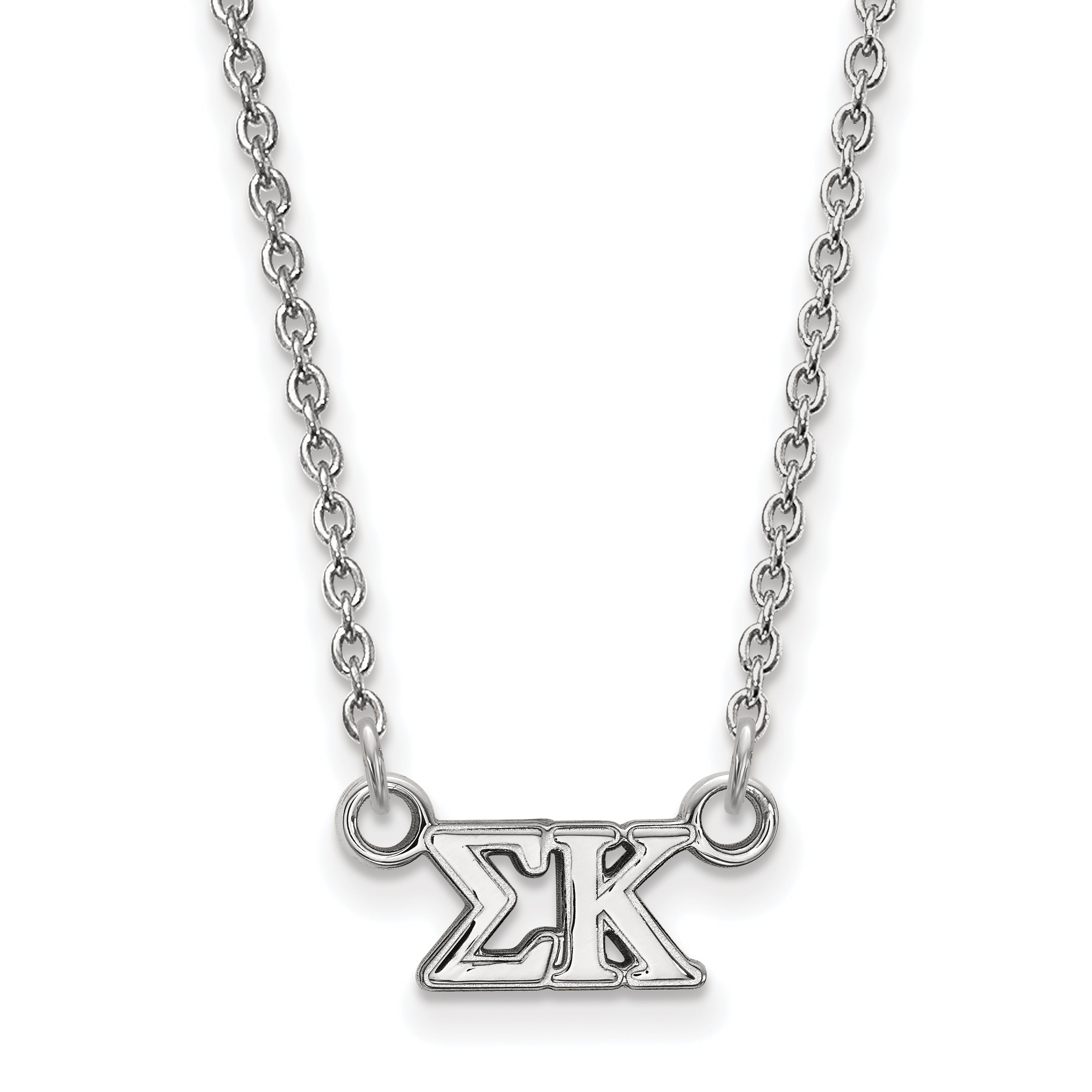 Sterling Silver Rhodium Plated Logoart Sigma Kappa Sorority Greek Letters Extra Small Pendant 18 Inch Necklace