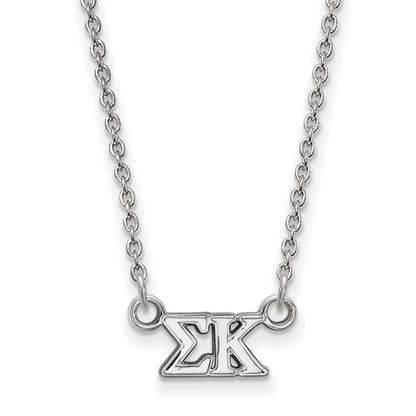 Sterling Silver Rhodium Plated Logoart Sigma Kappa Sorority Greek Letters Extra Small Pendant 18 Inch Necklace