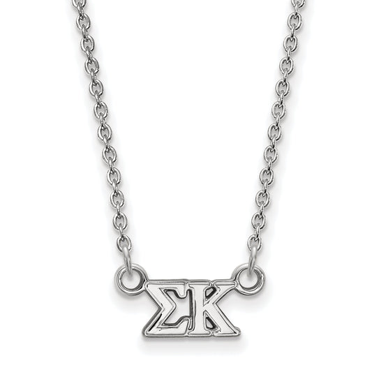 Sterling Silver Rhodium Plated Logoart Sigma Kappa Sorority Greek Letters Extra Small Pendant 18 Inch Necklace