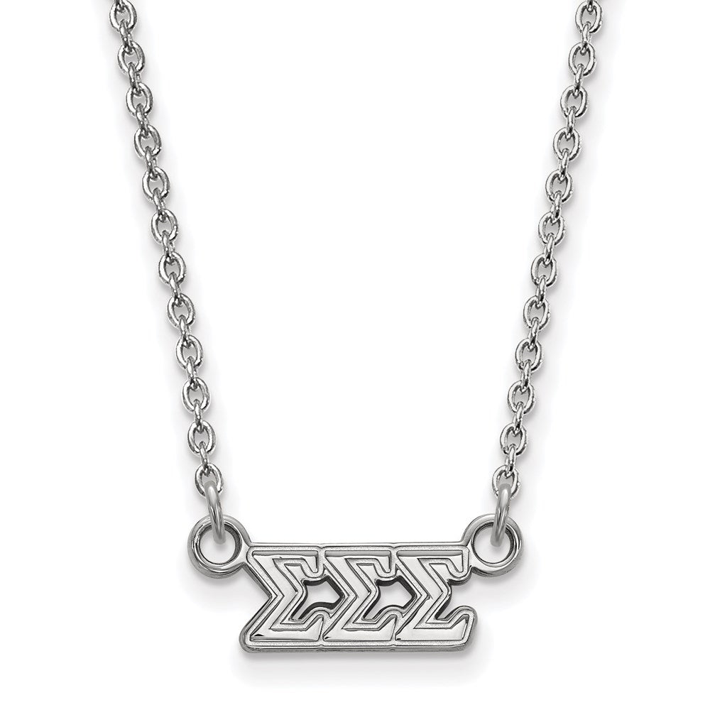 Sterling Silver Rhodium Plated Logoart Sigma Sorority Greek Letters Extra Small Pendant 18 Inch Necklace