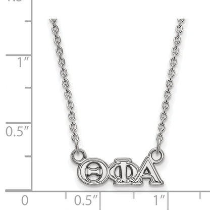 Sterling Silver Rhodium Plated Logoart Theta Phi Alpha Sorority Greek Letters Extra Small Pendant 18 Inch Necklace