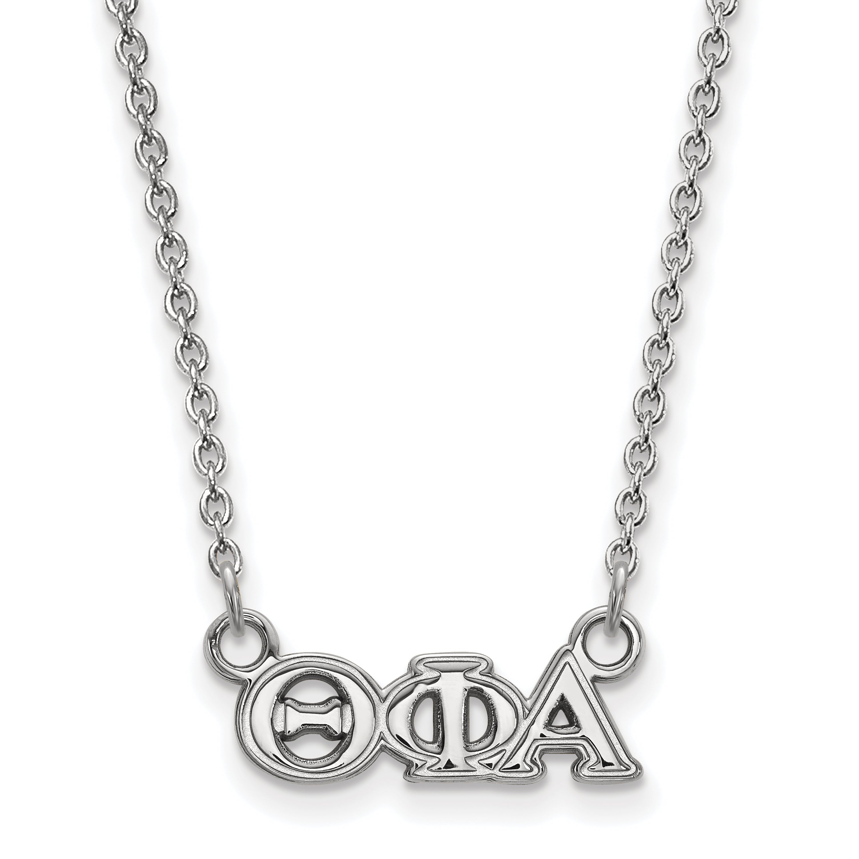 Sterling Silver Rhodium Plated Logoart Theta Phi Alpha Sorority Greek Letters Extra Small Pendant 18 Inch Necklace