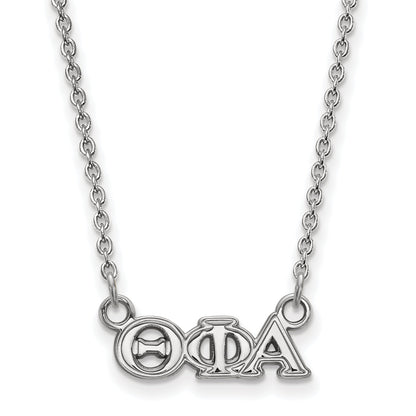 Sterling Silver Rhodium Plated Logoart Theta Phi Alpha Sorority Greek Letters Extra Small Pendant 18 Inch Necklace