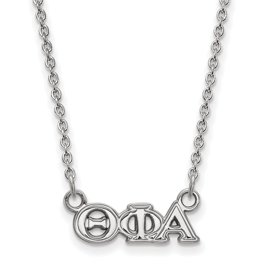 Sterling Silver Rhodium Plated Logoart Theta Phi Alpha Sorority Greek Letters Extra Small Pendant 18 Inch Necklace