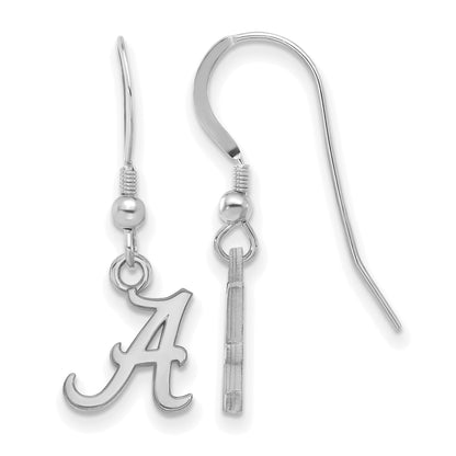 Sterling Silver Rhodium Plated Logoart University Of Alabama Letter A Extra Small Dangle Wire Earrings