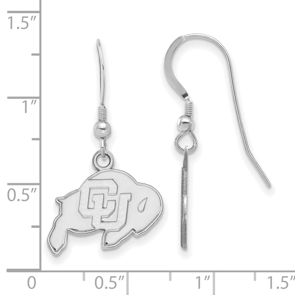 Sterling Silver Rhodium Plated Logoart University Of Colorado Buffalo Small Dangle Wire Earrings