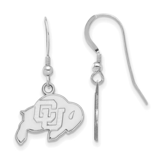 Sterling Silver Rhodium Plated Logoart University Of Colorado Buffalo Small Dangle Wire Earrings