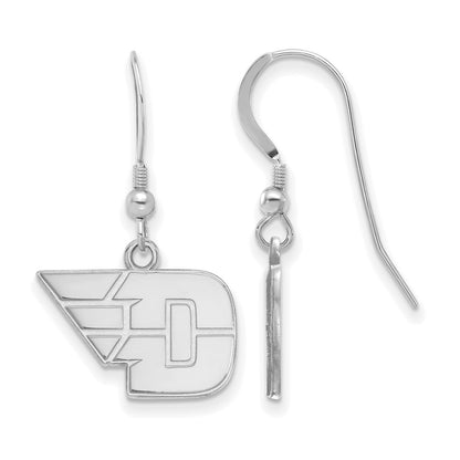 Sterling Silver Rhodium Plated Logoart University Of Dayton Small Dangle Wire Earrings