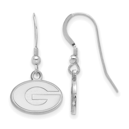 Sterling Silver Rhodium Plated Logoart University Of Georgia Letter G Extra Small Dangle Wire Earrings