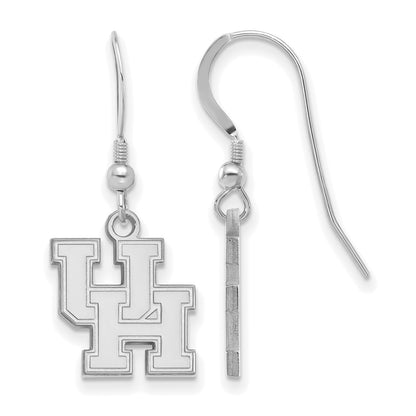 Sterling Silver Rhodium Plated Logoart University Of Houston U H Small Dangle Wire Earrings