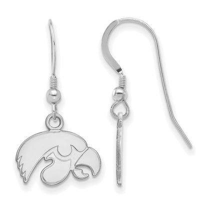 Sterling Silver Rhodium Plated Logoart University Of Iowa Hawk Extra Small Dangle Wire Earrings