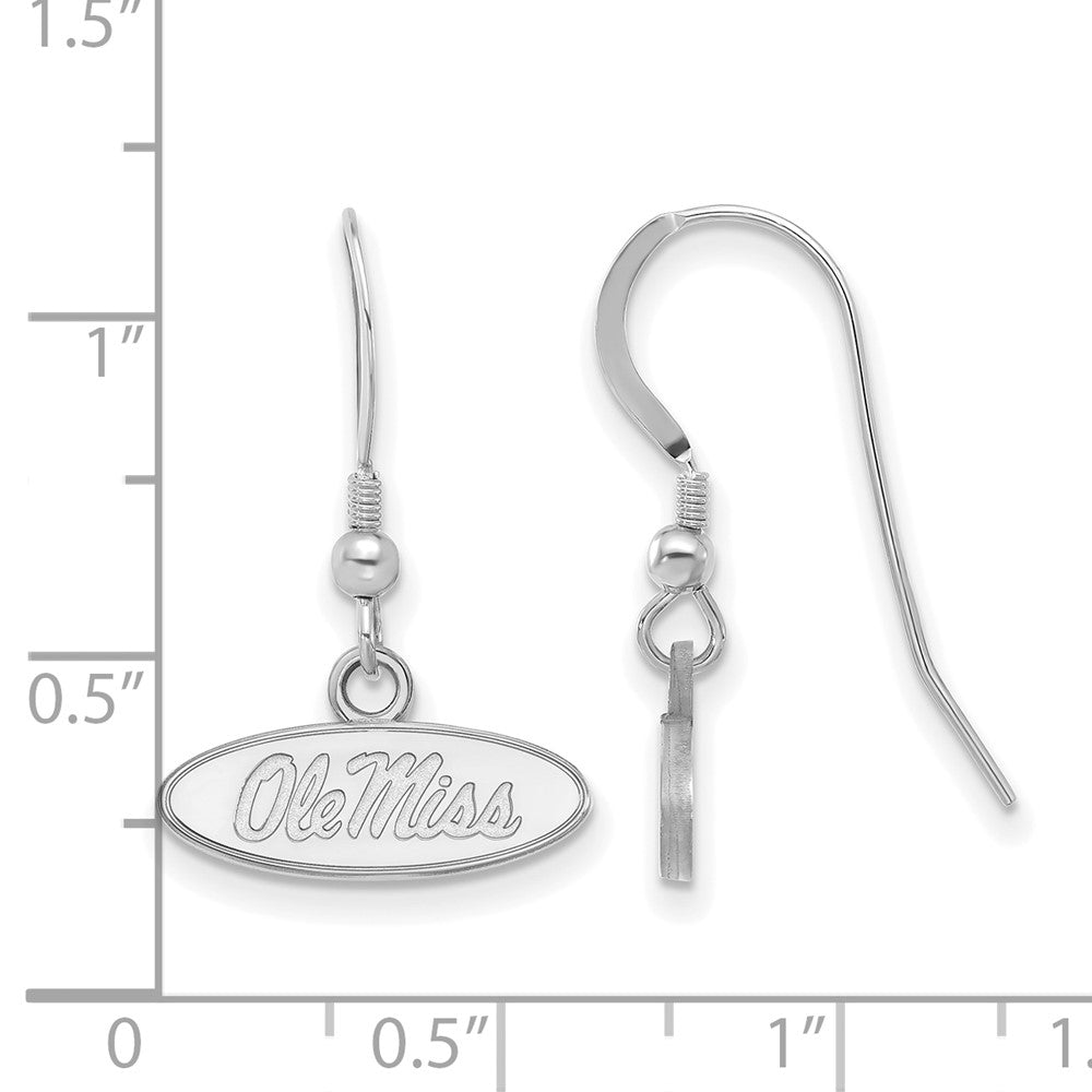 Sterling Silver Rhodium Plated Logoart University Of Mississippi Ole Miss Oval Extra Small Dangle Wire Earrings