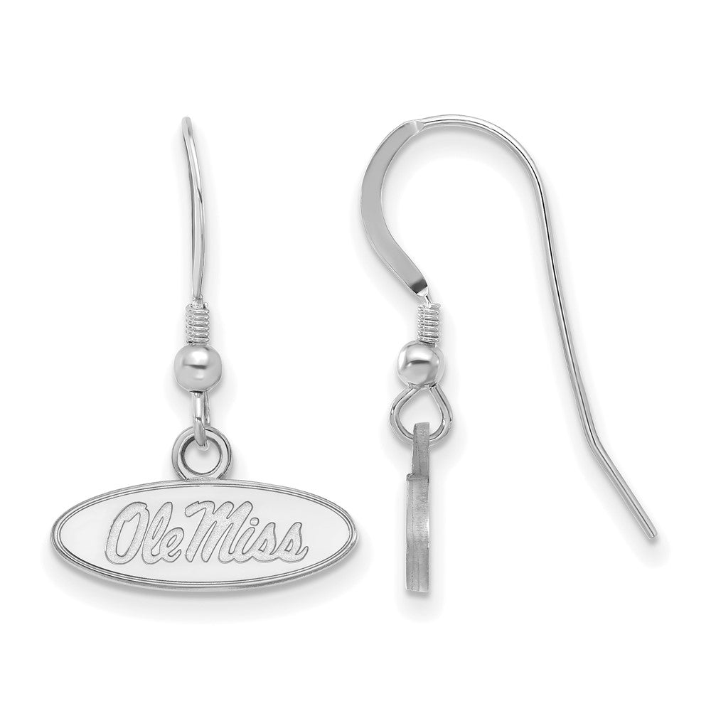 Sterling Silver Rhodium Plated Logoart University Of Mississippi Ole Miss Oval Extra Small Dangle Wire Earrings