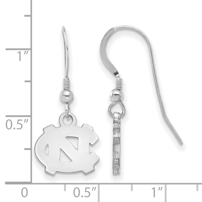 Sterling Silver Rhodium Plated Logoart University Of North Carolina N C Extra Small Dangle Wire Earrings