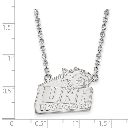 Sterling Silver Rhodium Plated Logoart University Of New Hampshire Large Pendant 18 Inch Necklace