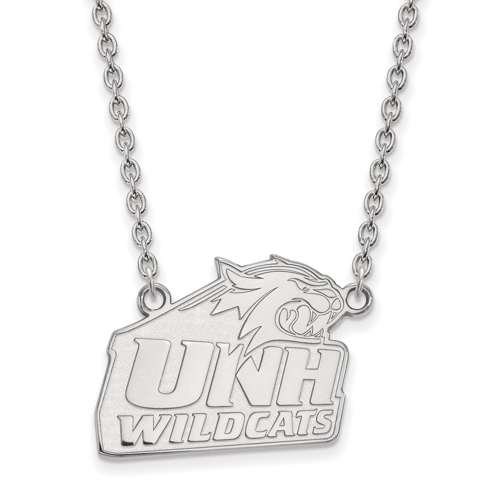 Sterling Silver Rhodium Plated Logoart University Of New Hampshire Large Pendant 18 Inch Necklace