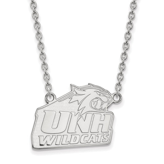 Sterling Silver Rhodium Plated Logoart University Of New Hampshire Large Pendant 18 Inch Necklace