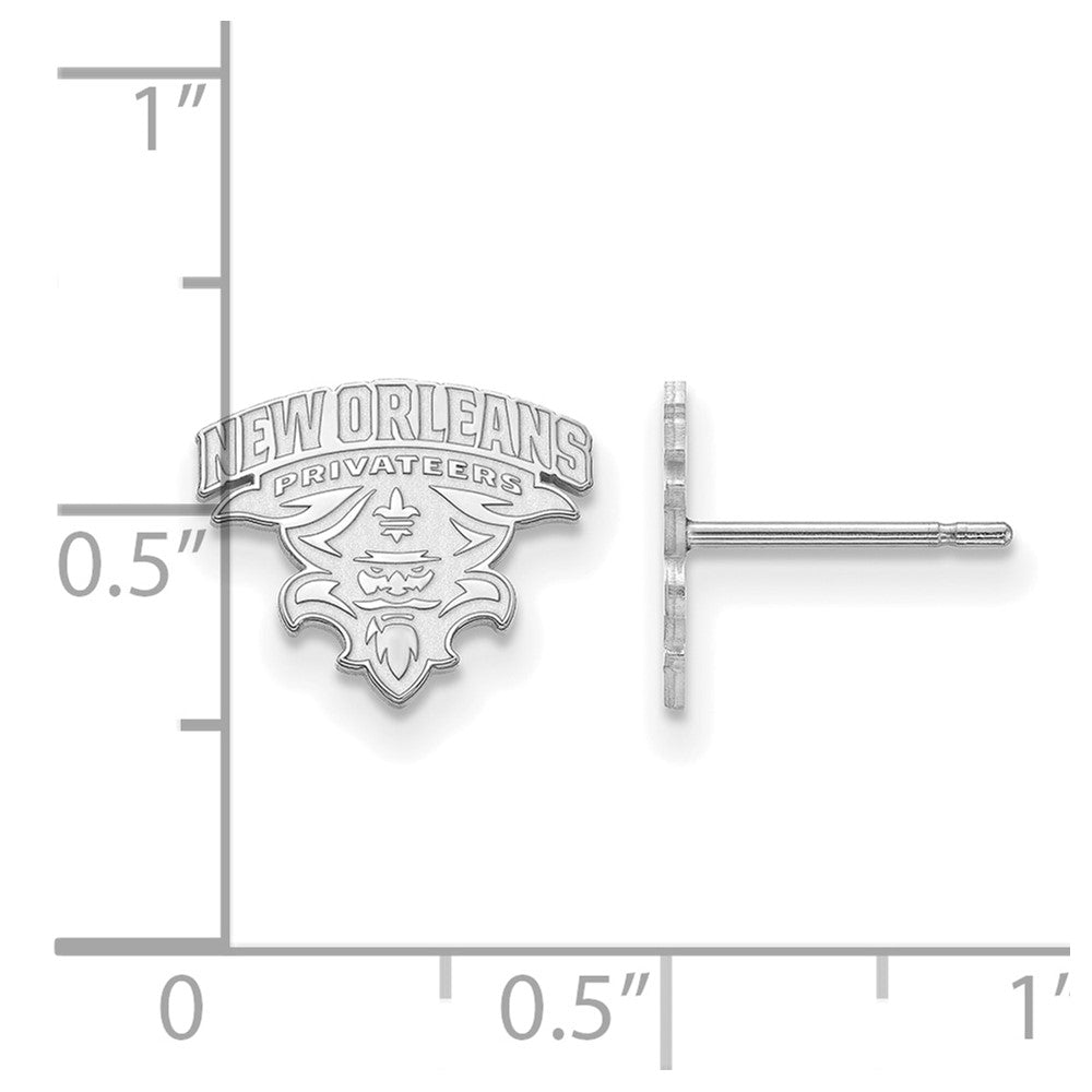 10K White Gold Logoart University Of New Orleans U N O Small Post Earrings