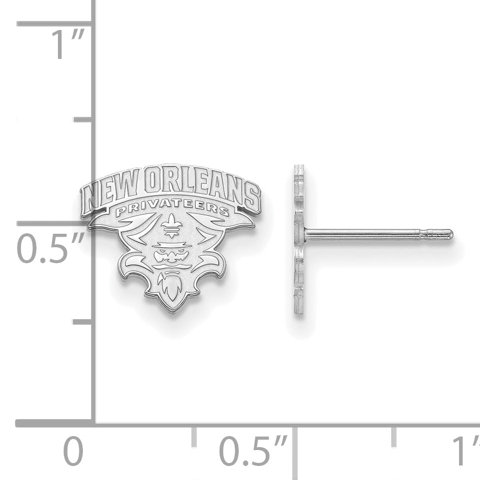 Sterling Silver Rhodium Plated Logoart University Of New Orleans U N O Small Post Earrings