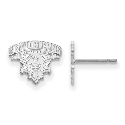 14K White Gold Logoart University Of New Orleans U N O Small Post Earrings
