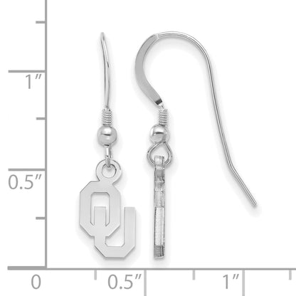 Sterling Silver Rhodium Plated Logoart University Of Oklahoma O U Extra Small Dangle Wire Earrings