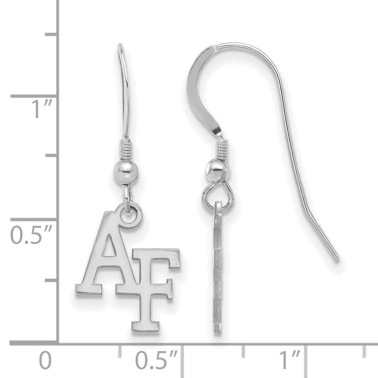 Sterling Silver Rhodium Plated Logoart United States Air Force Academy A F Small Dangle Wire Earrings