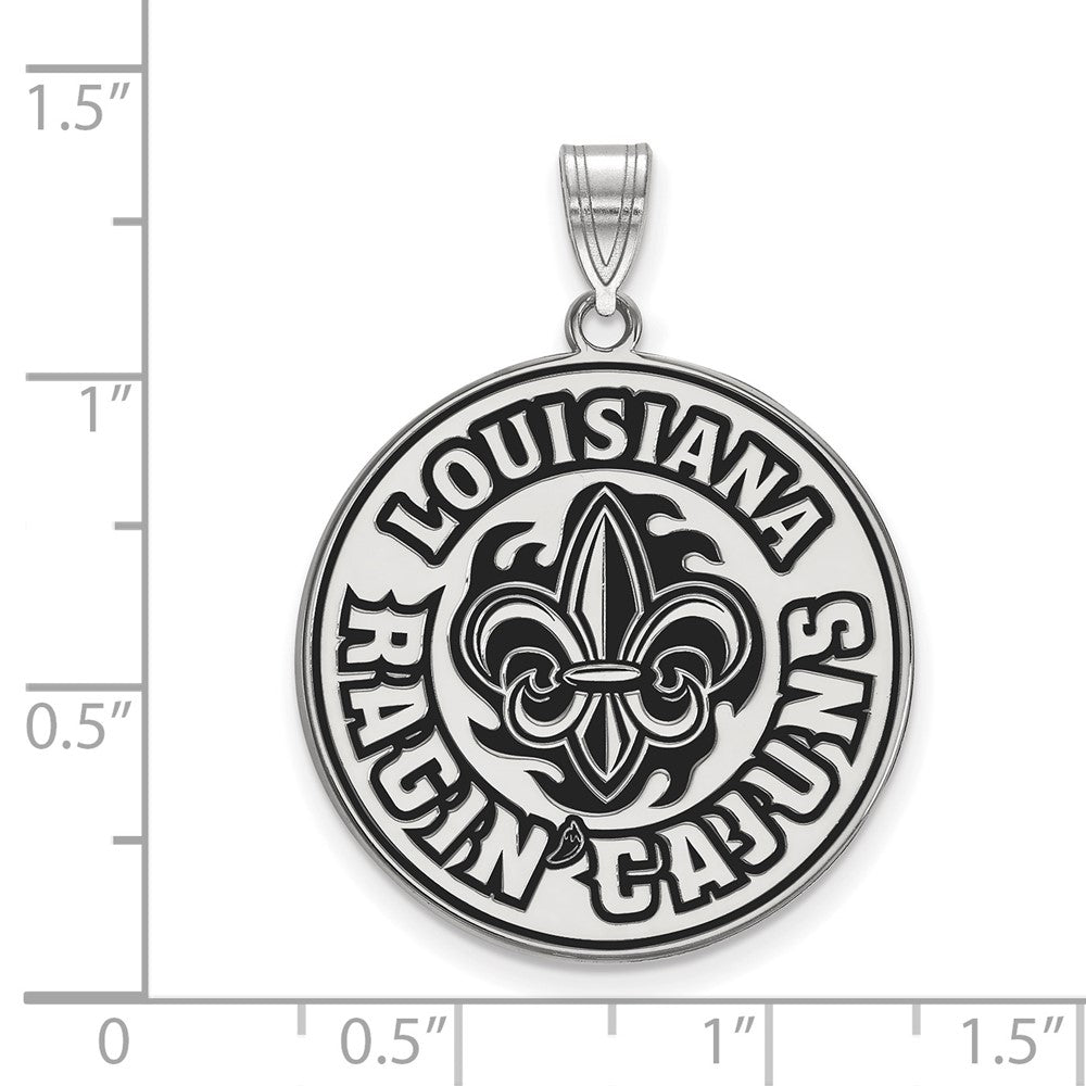 Sterling Silver Rhodium Plated Logoart University Of Louisiana At Lafayette Extra Large Enameled Pendant