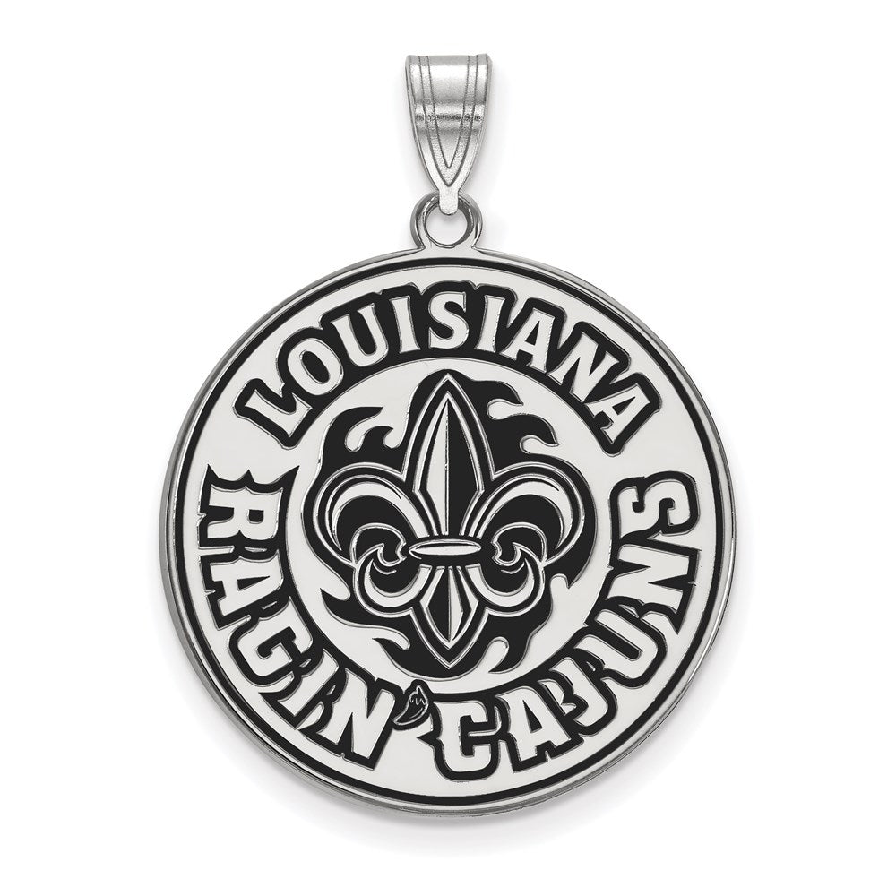 Sterling Silver Rhodium Plated Logoart University Of Louisiana At Lafayette Extra Large Enameled Pendant
