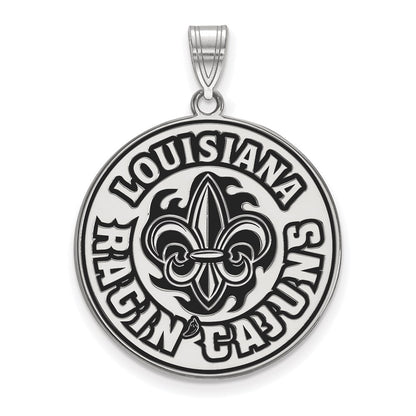 Sterling Silver Rhodium Plated Logoart University Of Louisiana At Lafayette Extra Large Enameled Pendant