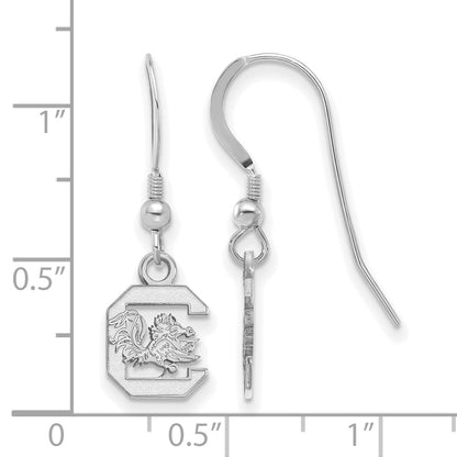 Sterling Silver Rhodium Plated Logoart University Of South Carolina Extra Small Dangle Wire Earrings