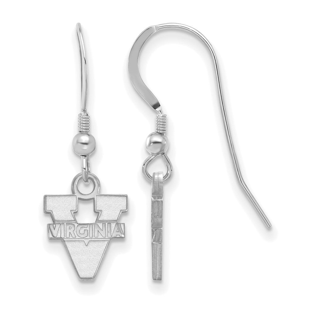 Sterling Silver Rhodium Plated Logoart University Of Virginia Extra Small Dangle Wire Earrings