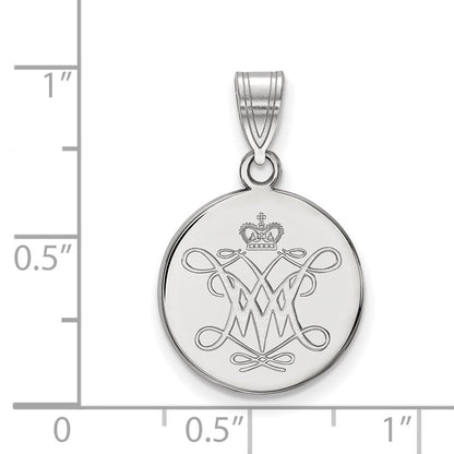 14K White Gold Logoart College Of William And Mary Medium Disc Pendant