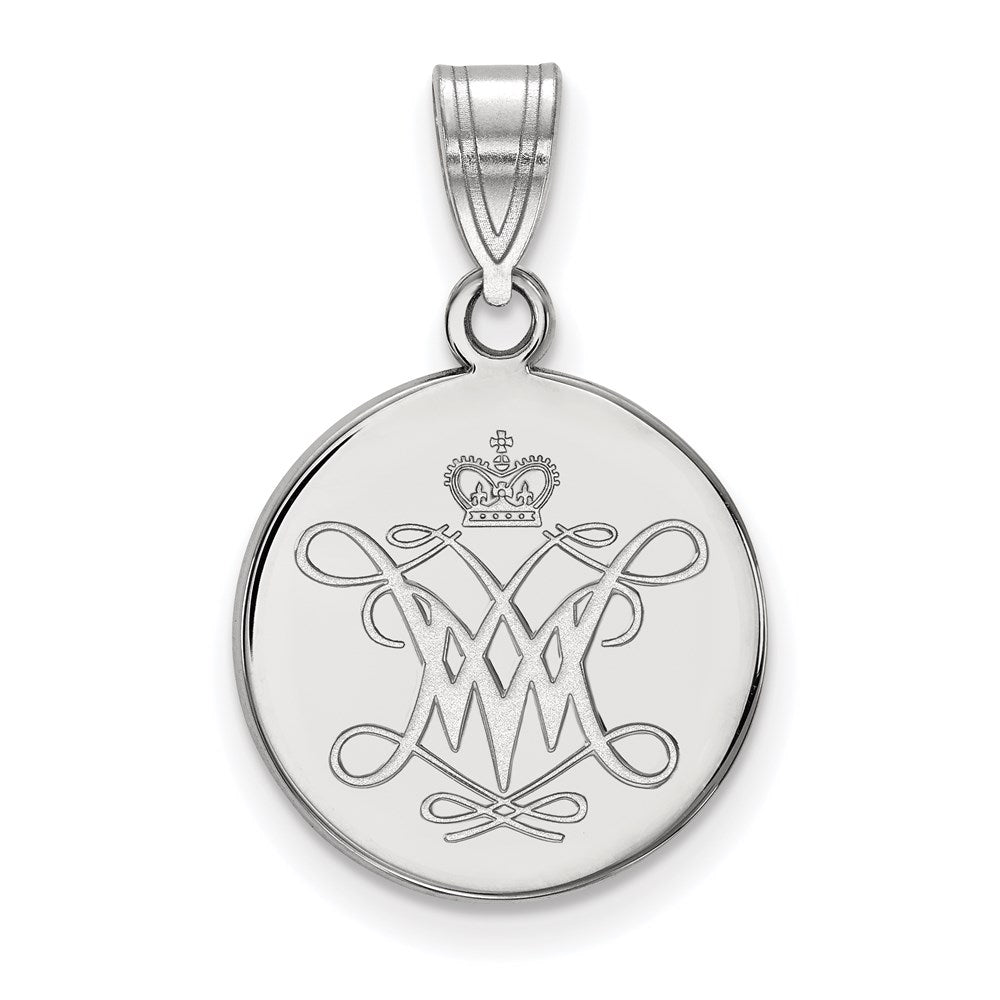 14K White Gold Logoart College Of William And Mary Medium Disc Pendant