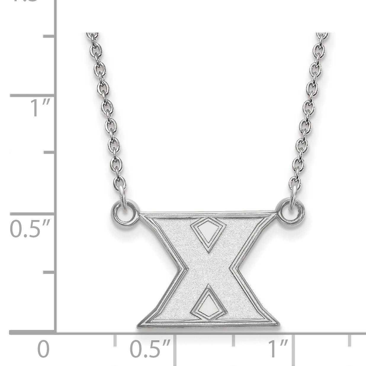 Sterling Silver Rhodium Plated Logoart Xavier University Letter X Small Pendant 18 Inch Necklace