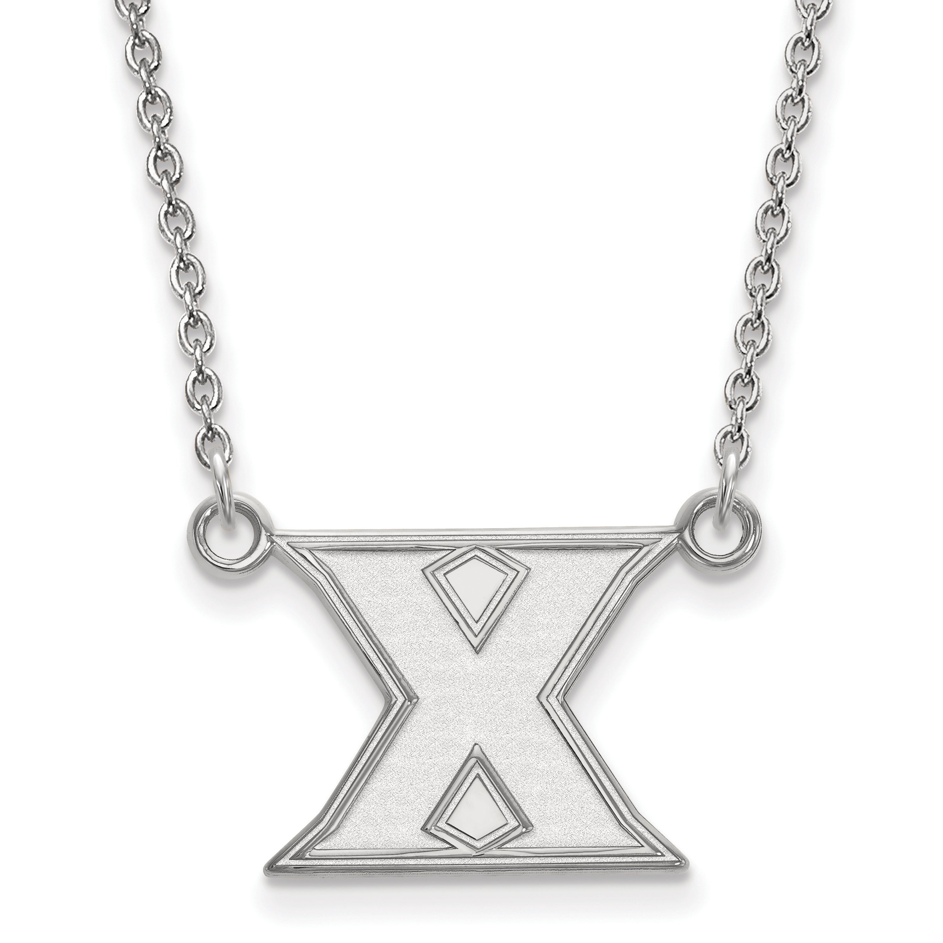 Sterling Silver Rhodium Plated Logoart Xavier University Letter X Small Pendant 18 Inch Necklace