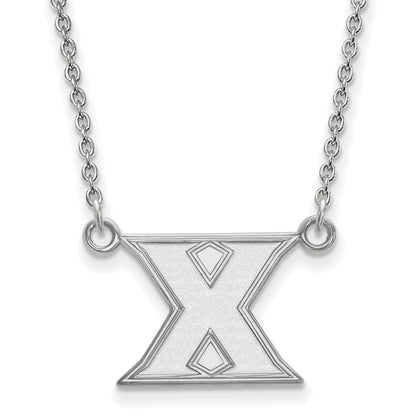 Sterling Silver Rhodium Plated Logoart Xavier University Letter X Small Pendant 18 Inch Necklace