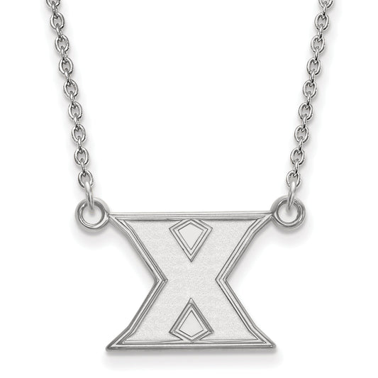 Sterling Silver Rhodium Plated Logoart Xavier University Letter X Small Pendant 18 Inch Necklace