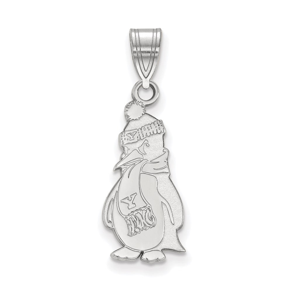Sterling Silver Rhodium Plated Logoart Youngstown State University Penguin Large Pendant