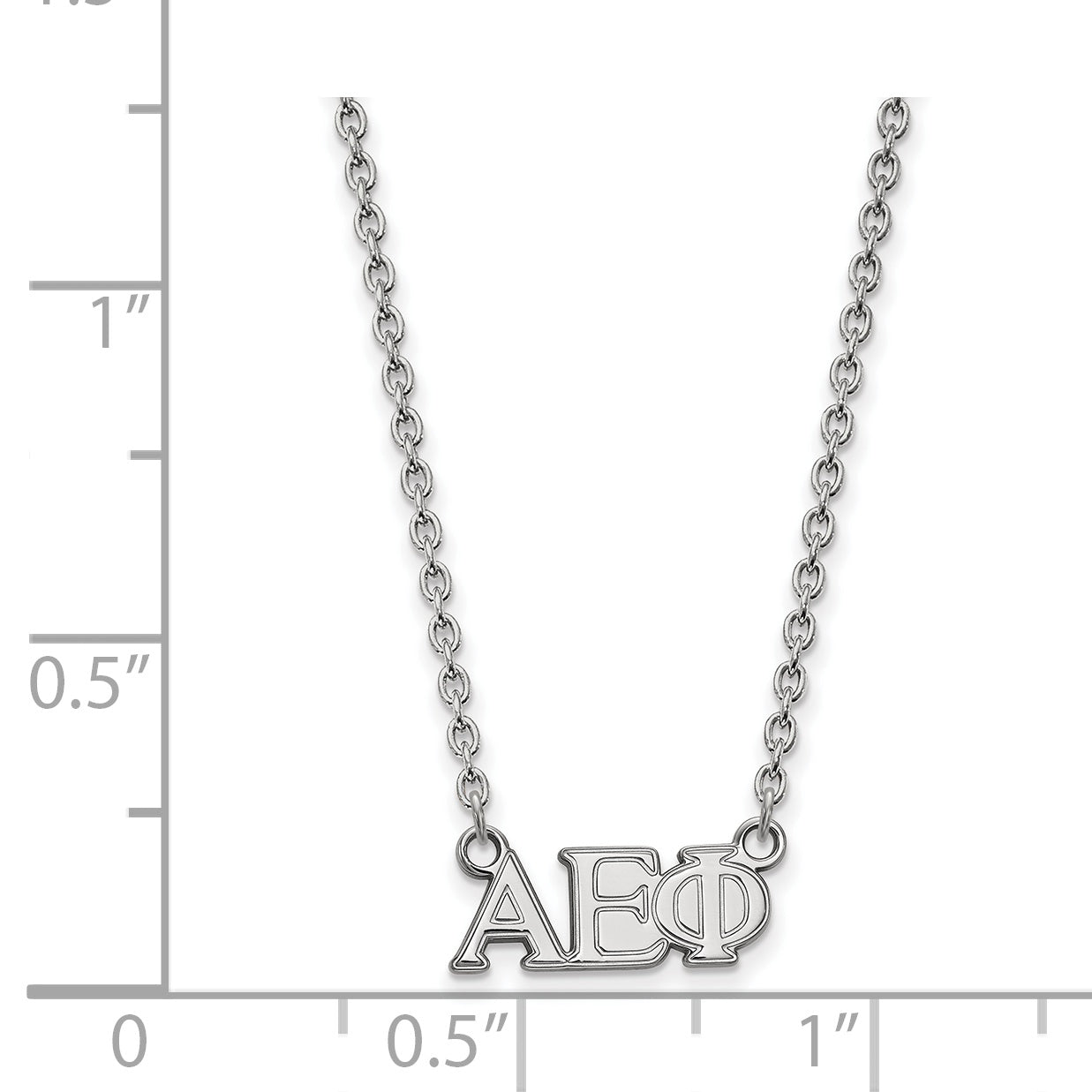 Sterling Silver Rhodium Plated Logoart Alpha Epsilon Phi Sorority Greek Letters Medium Pendant 18 Inch Necklace