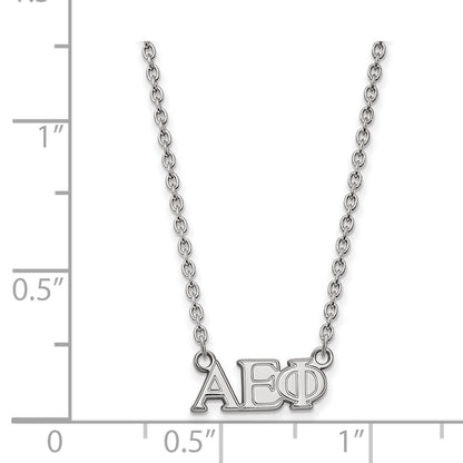 Sterling Silver Rhodium Plated Logoart Alpha Epsilon Phi Sorority Greek Letters Medium Pendant 18 Inch Necklace