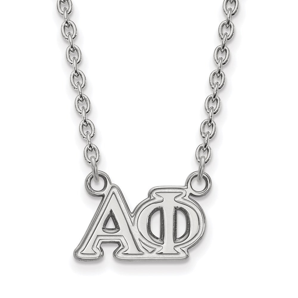 Sterling Silver Rhodium Plated Logoart Alpha Phi Sorority Greek Letters Medium Pendant 18 Inch Necklace