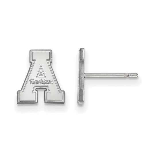 Sterling Silver Rhodium Plated Logoart Appalachian State University Extra Small Post Earrings