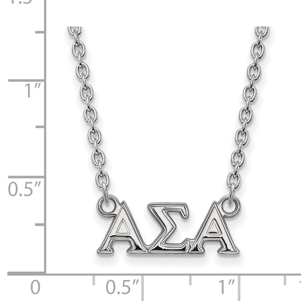 Sterling Silver Rhodium Plated Logoart Alpha Sigma Sorority Greek Letters Medium Pendant 18 Inch Necklace