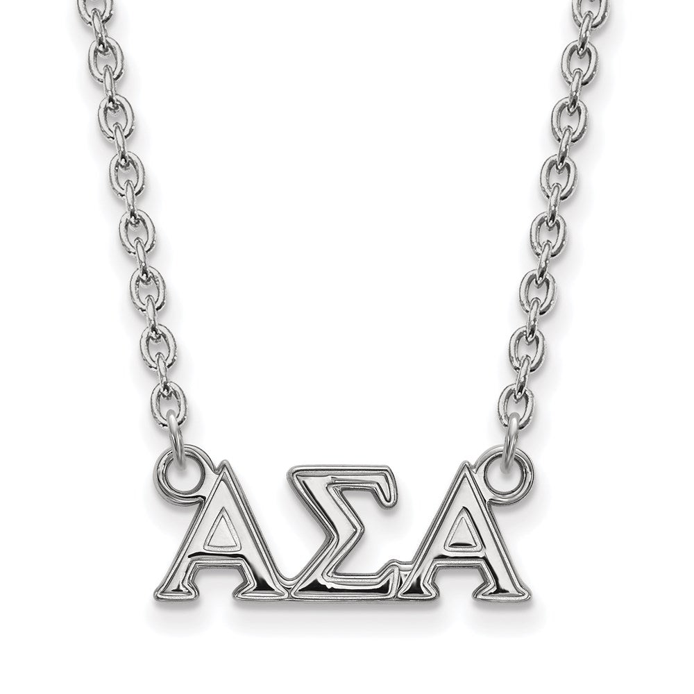 Sterling Silver Rhodium Plated Logoart Alpha Sigma Sorority Greek Letters Medium Pendant 18 Inch Necklace