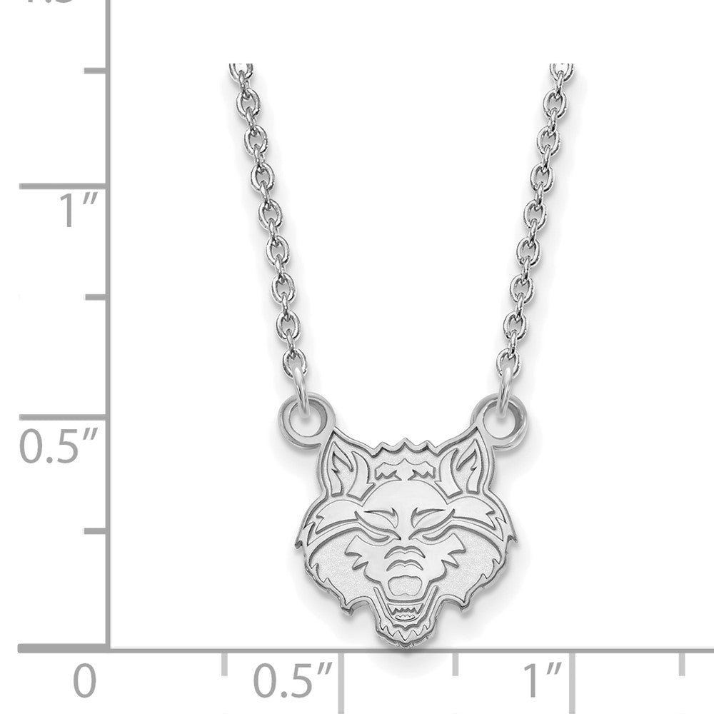 10K White Gold Logoart Arkansas State University Wolf Small Pendant 18 Inch Necklace