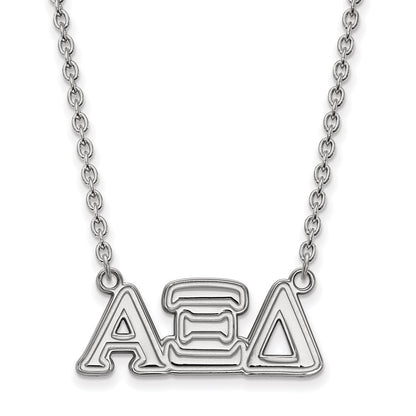 Sterling Silver Rhodium Plated Logoart Alpha Xi Delta Sorority Greek Letters Medium Pendant 18 Inch Necklace