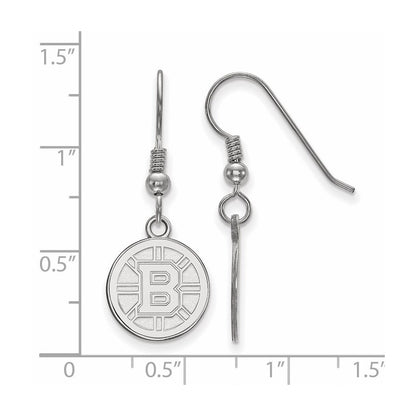 Sterling Silver Rhodium Plated Nhl Logoart Boston Bruins Small Dangle Earrings